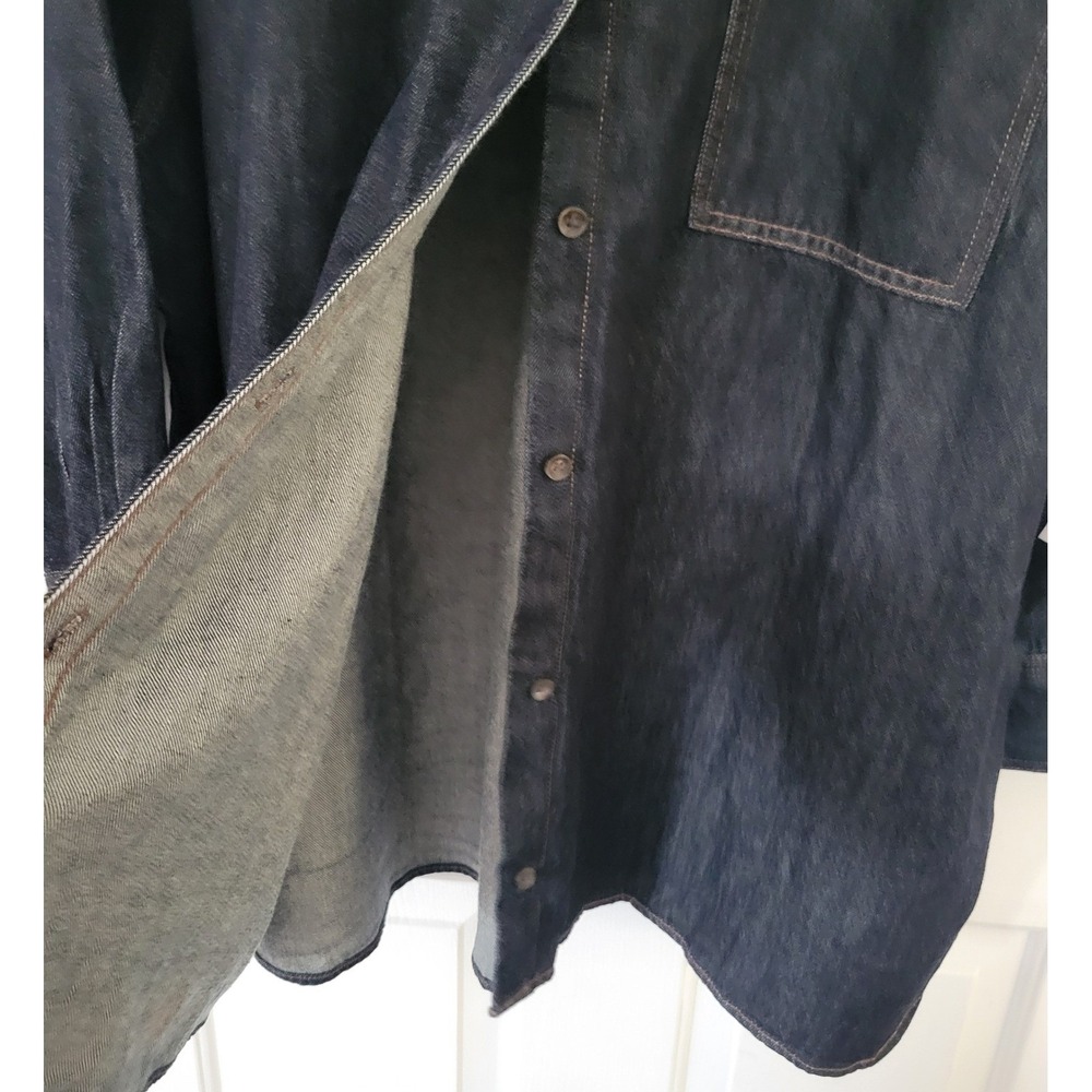 Old Navy Denim Shirt Women 3X Dark Wash New Oversized Long Sleeve Button Up - Picture 6 of 8